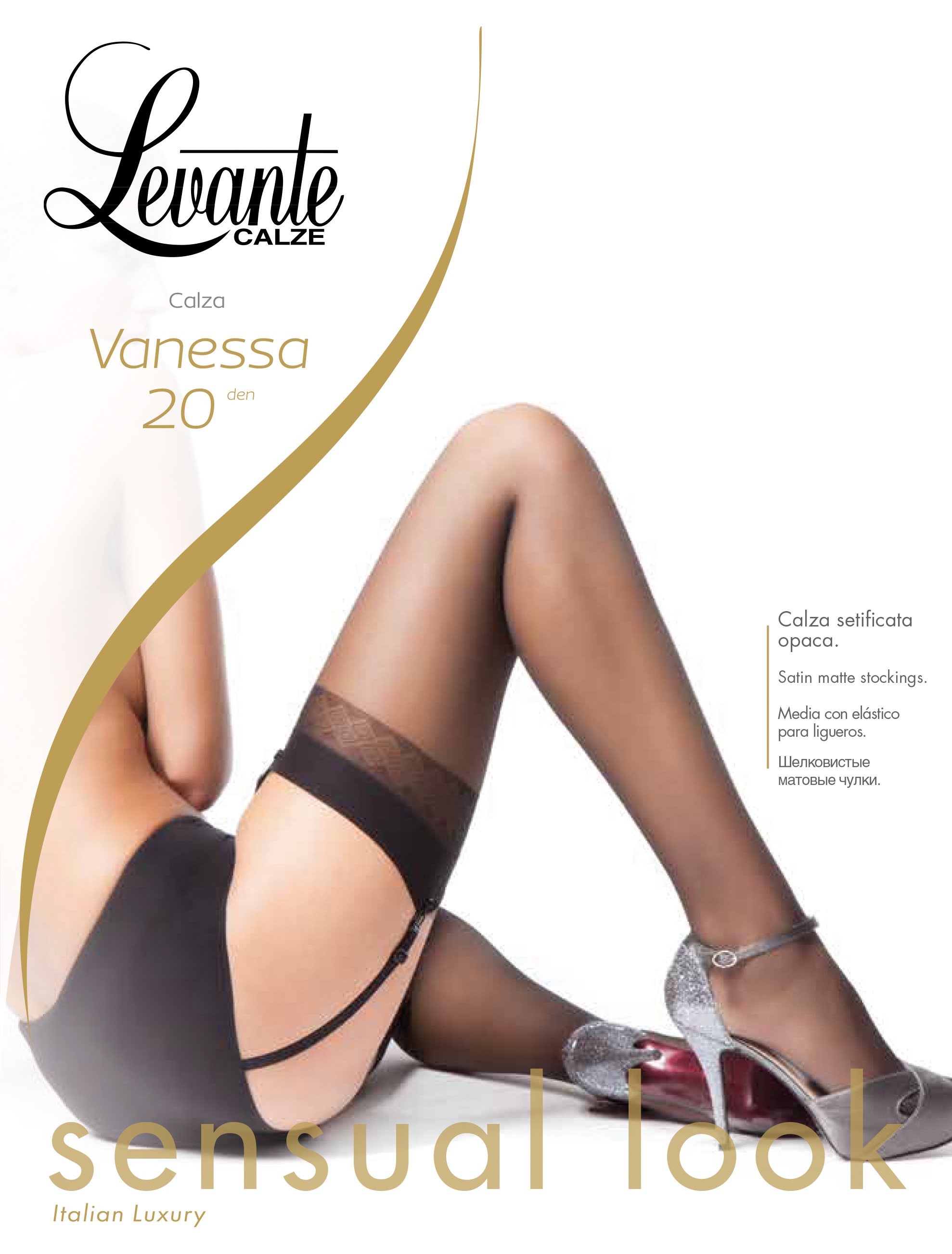 Levante Sheer stockings with subtle patterned top Vanessa