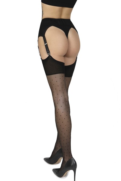 Annes - Sheer, satin-look top stockings with polka dots